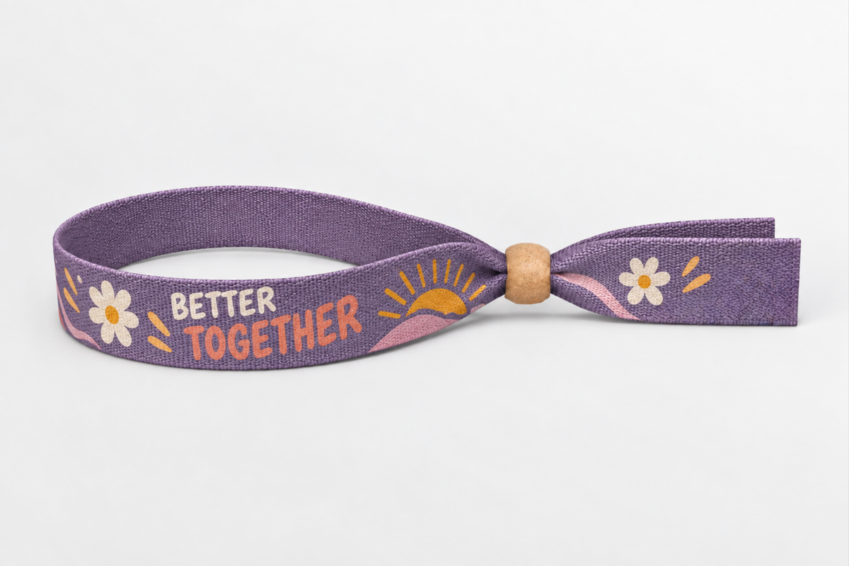 Μωβ βαμβακερό βραχιόλι με εκτύπωση Better Together