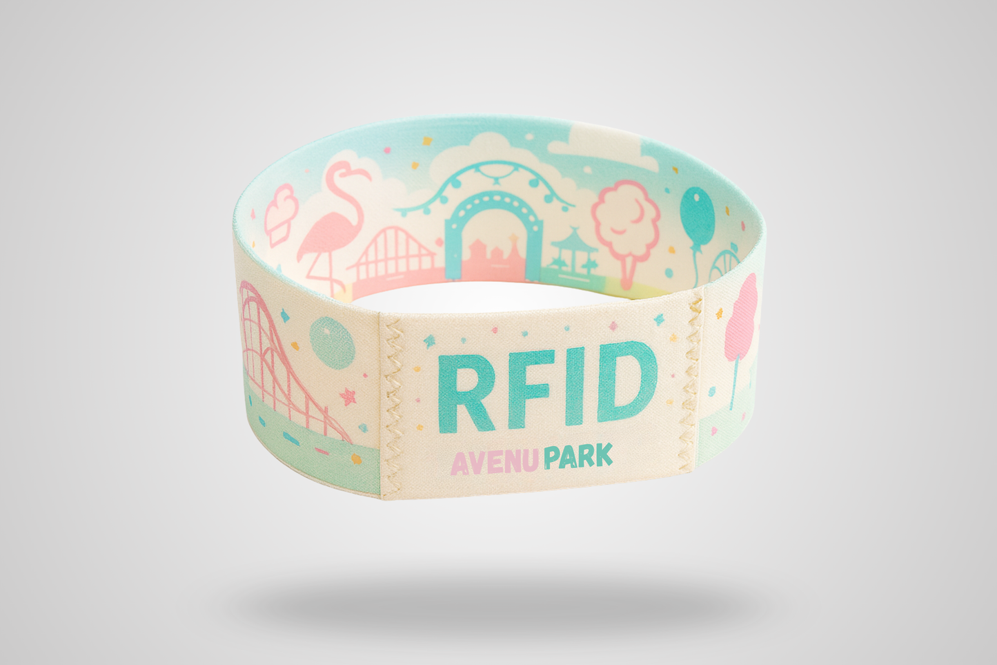A photo of Elastic Wristbands with Print from JM Band®. Purchase Fabric Wristbands in 145 mm here.