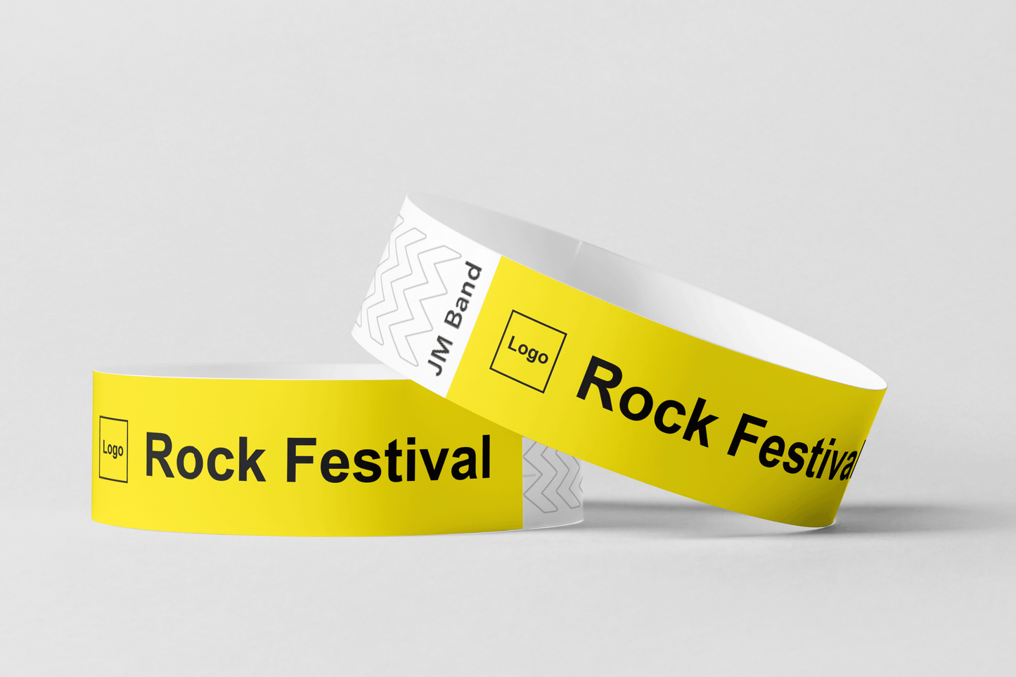 Paper Wristband - Black Print Paper wristbands JM Band EU 10 Yellow