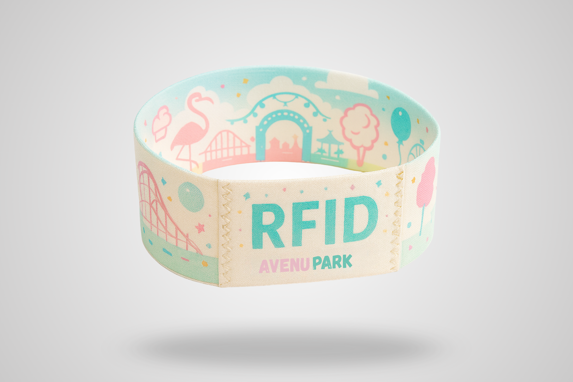 A photo of Elastic Wristbands with Print from JM Band®. Purchase Fabric Wristbands in 145 mm here.