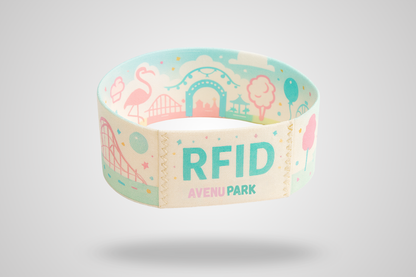 A photo of Elastic Wristbands with Print from JM Band®. Purchase Fabric Wristbands in 145 mm here.