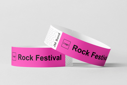 Paper Wristband - Black Print Paper wristbands JM Band® 10 Pink 